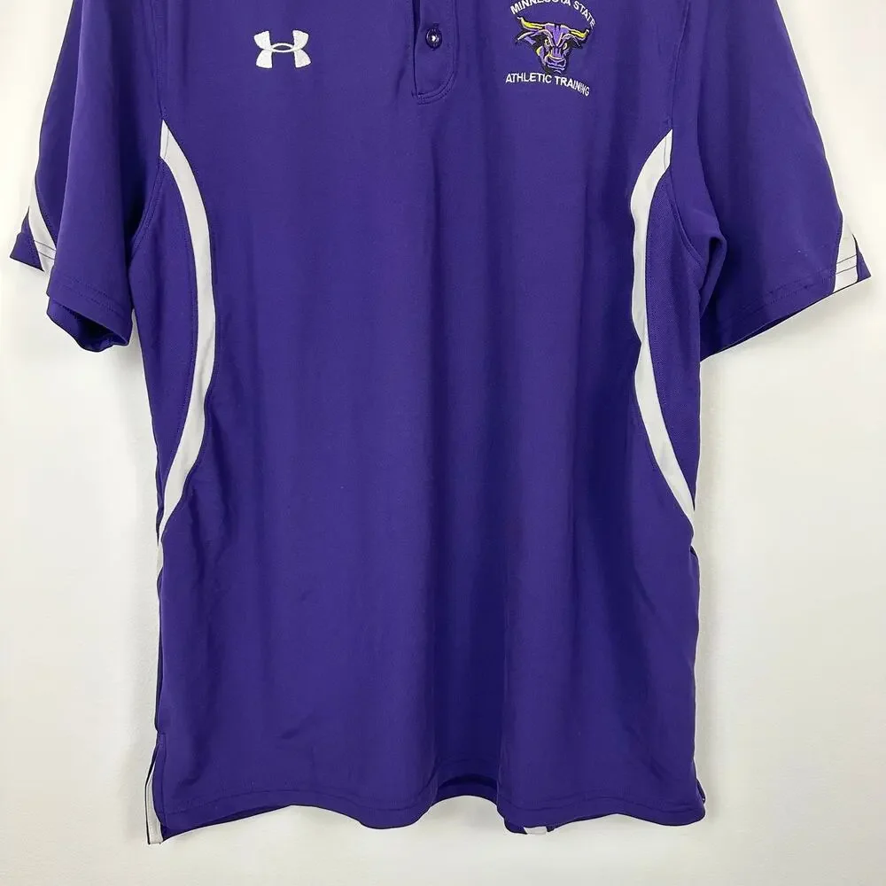 Under Armour Mens Loose Heatgear Minnesota State Short Sleeve Purple Polo Large